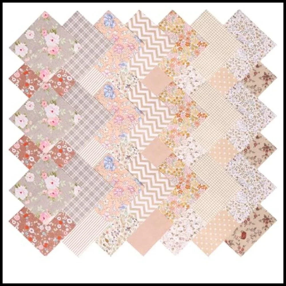Vintage Print Cotton Fabric Squares Layer Cake Quilting Sewing Craft Supplies